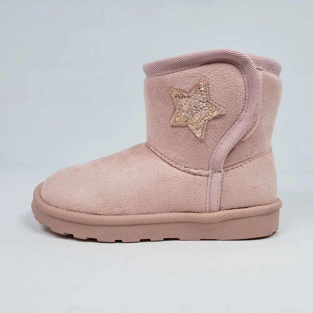 Jumping Beans Munchie Toddler Girls Sz 10 Pink Pull On Faux Fur Warm Winter Boot